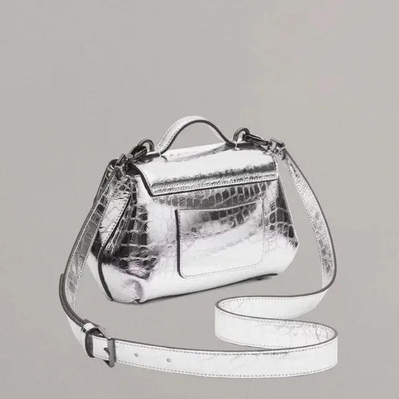 Realm Embossed Metallic Leather Crossbody Bag NWOT - Picture 2 of 5